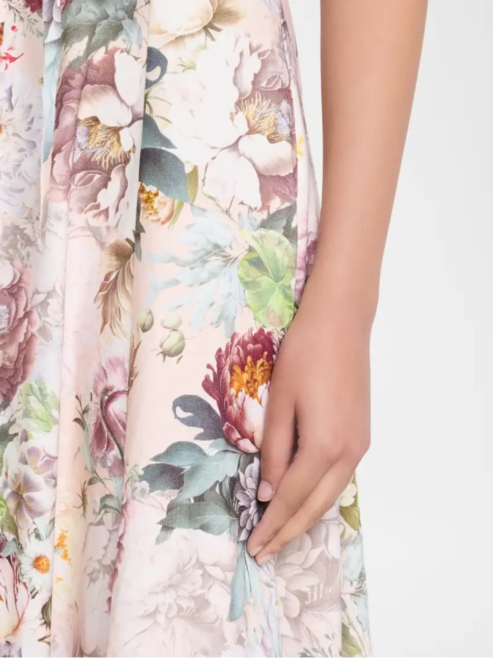 Alice + Olivia Pastel Floral Midi Dress in Blush with Multi-Color Floral Print - Picture 3 of 4